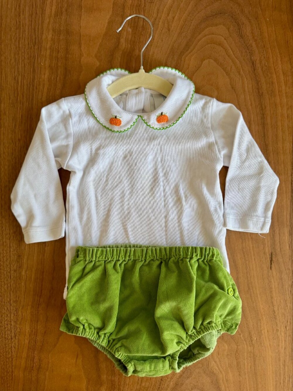 Little English Pumpkin Onesie and Corduroy Bloomers Set